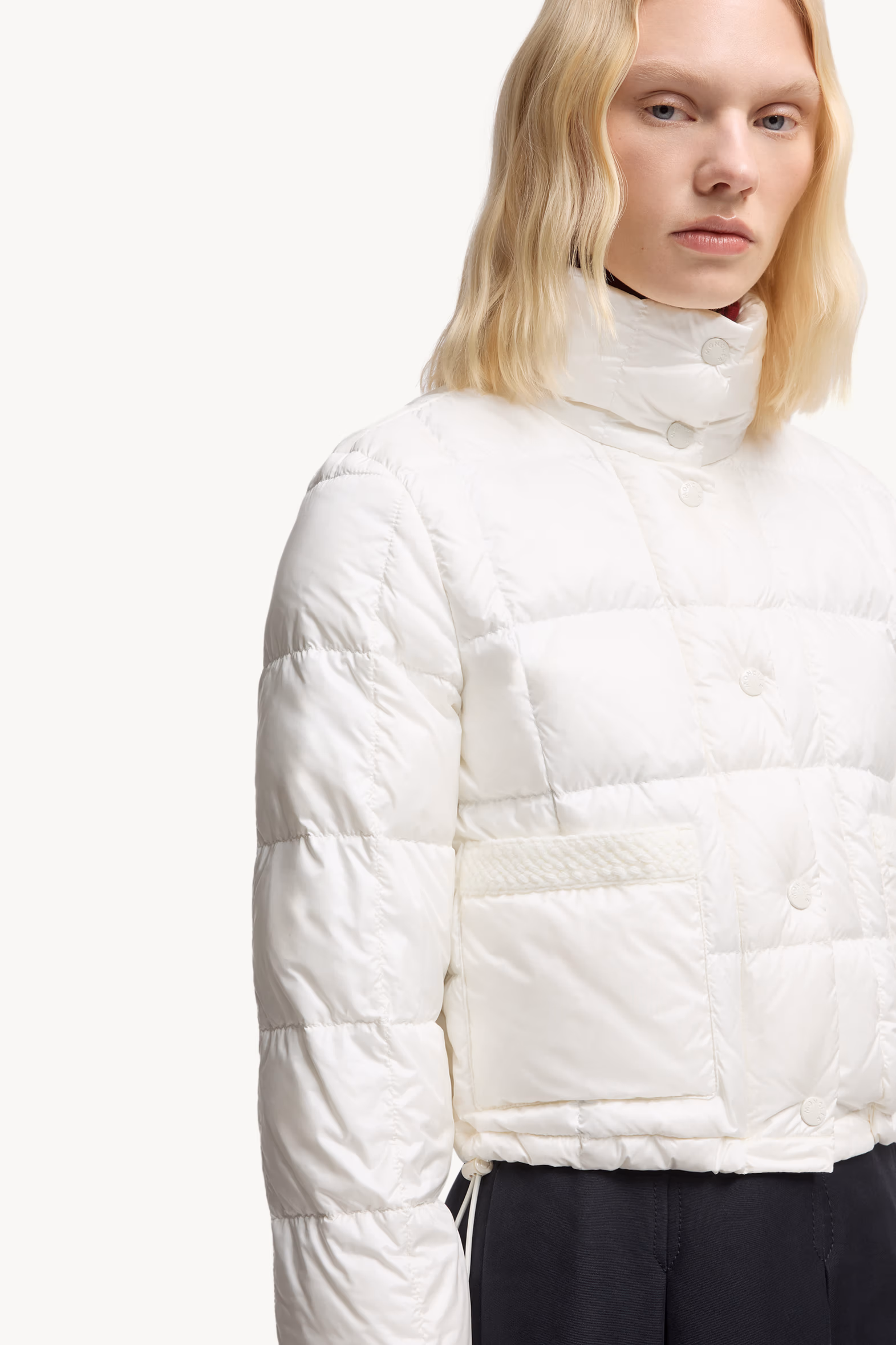 Plumífero corto con ribete trenzado Jarcieu Mujer Blanco Moncler 6